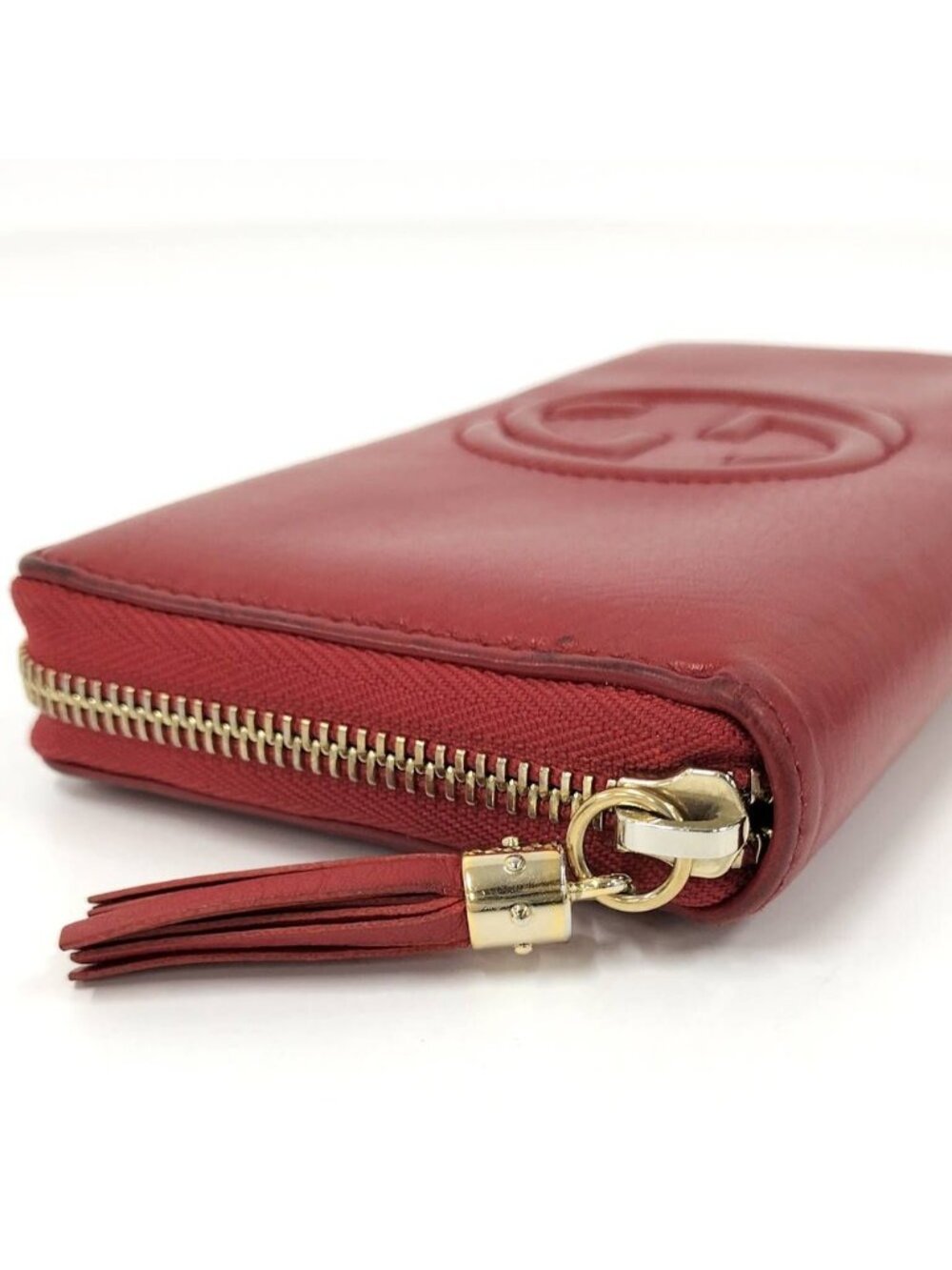 Gucci Zip Around Wallet Interlocking Soho Leather Red - Picture 5 of 10